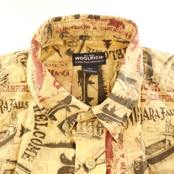 Woolrich Niagara Falls Bass Fishing All Over Print Campground Shirt Men Large - Picture 7 of 12